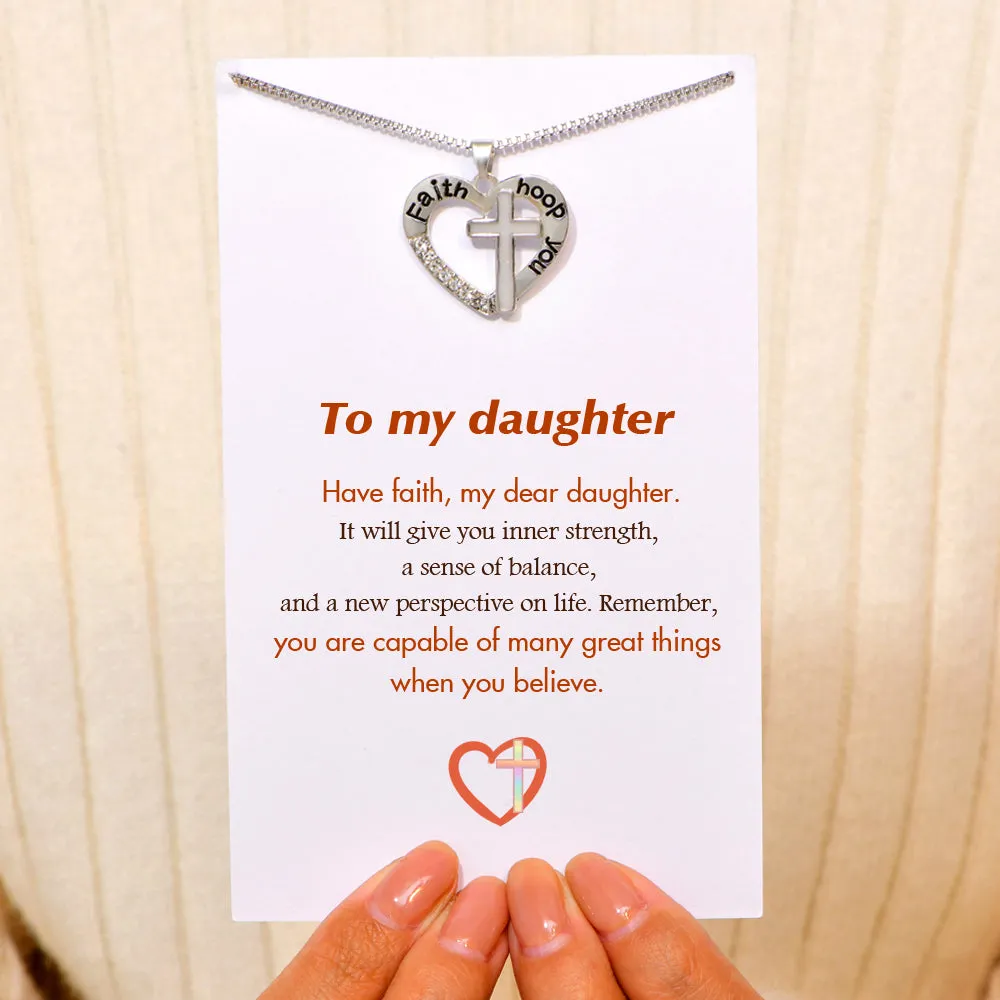To My Daughter "Have Faith" Cross Heart Necklace sold by SARAH'S WHISPER product image thumbnail 2