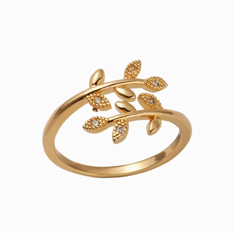 To My Granddaughter "BE-LEAF in yourself and grow through what you go through" Leaves Ring [🌿 Ring +💌 Gift Card + 🎁 Gift Bag + 💐 Gift Bouquet] sold by SARAH'S WHISPER