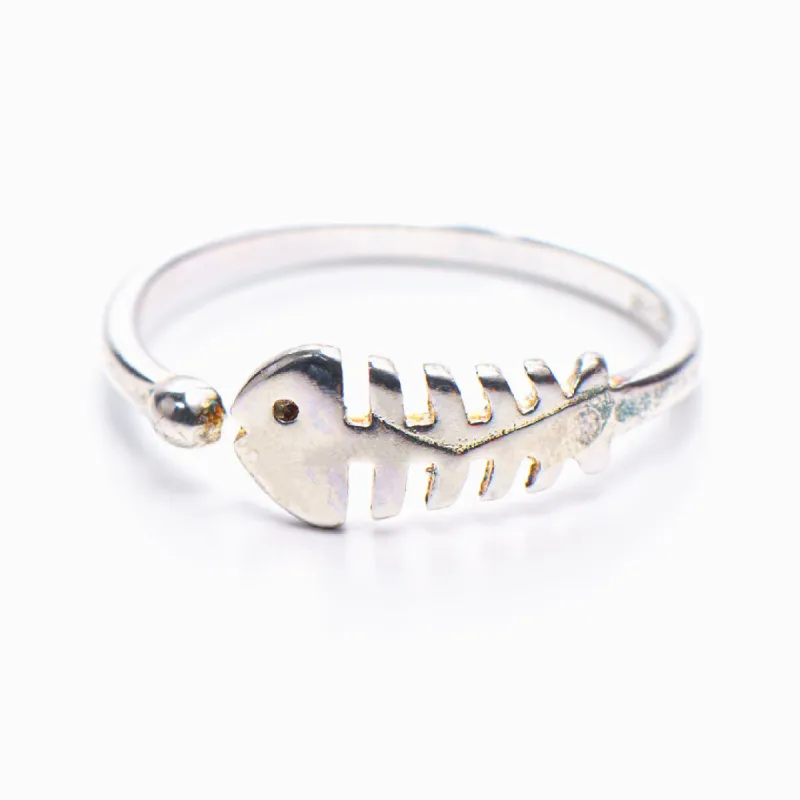 "Swim against the tide" Adjustable Small Fishbone Ring sold by SARAH'S WHISPER