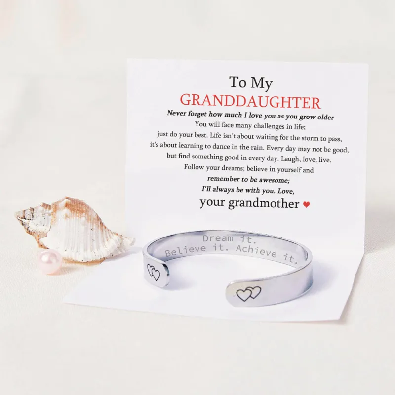 To My Granddaughter "Dream it. Believe it. Achieve it." Double Heart Bracelet sold by SARAH'S WHISPER