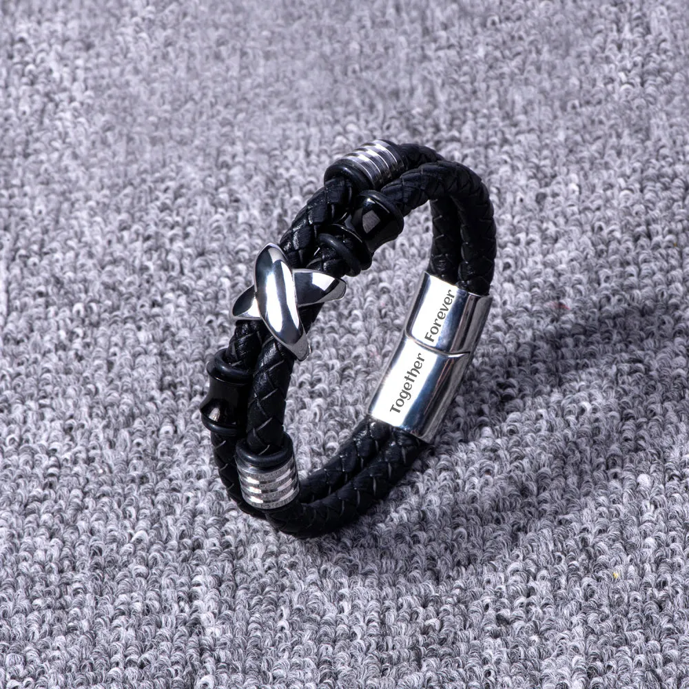To My Son "A BOND THAT CAN'T BE BROKEN" Leather Braided Bracelet sold by SARAH'S WHISPER product image thumbnail 4