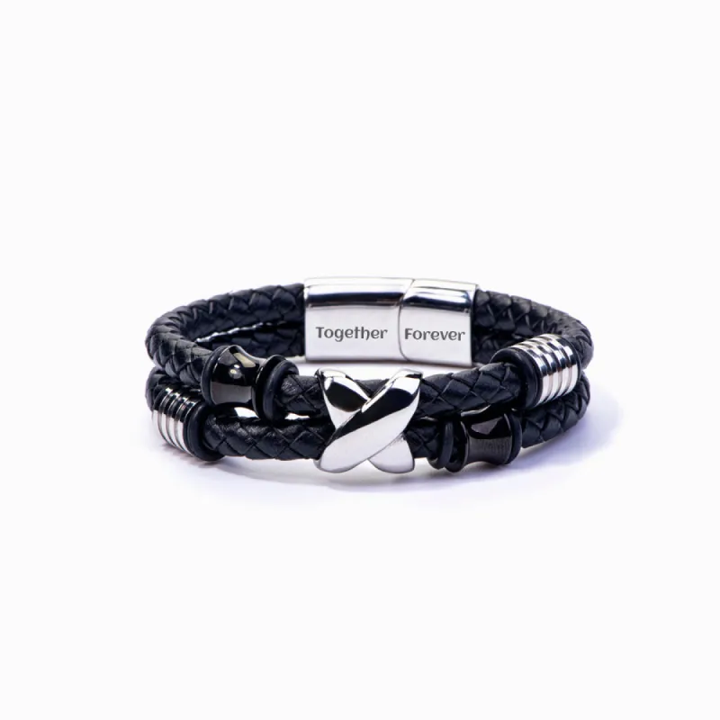 To My Son "A BOND THAT CAN'T BE BROKEN" Leather Braided Bracelet made by SARAH'S WHISPER