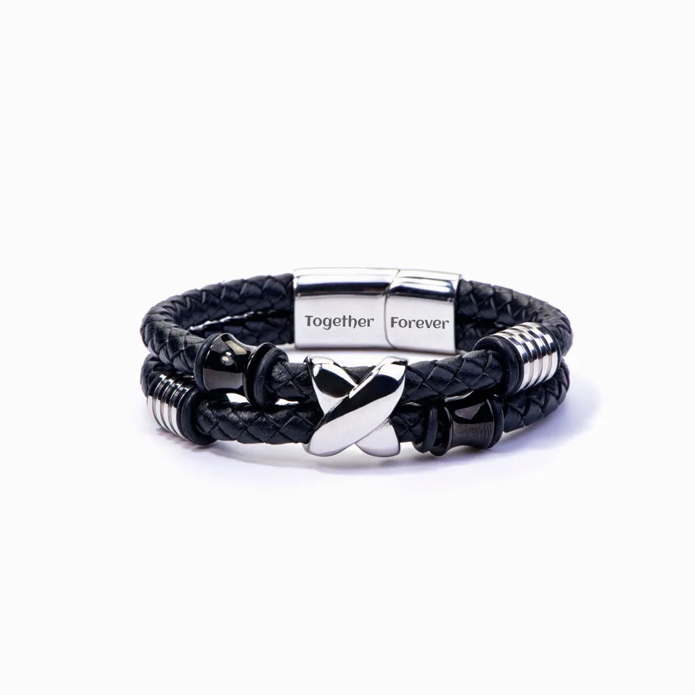 To My Son "A BOND THAT CAN'T BE BROKEN" Leather Braided Bracelet sold by SARAH'S WHISPER