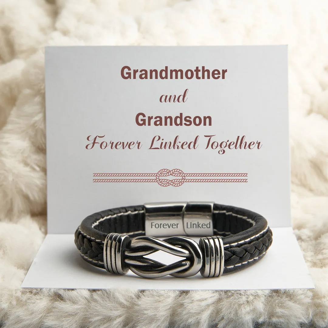 To My Grandson "Grandmother and Grandson Forever Linked Together" Leather Braided Bracelet sold by SARAH'S WHISPER product image thumbnail 2