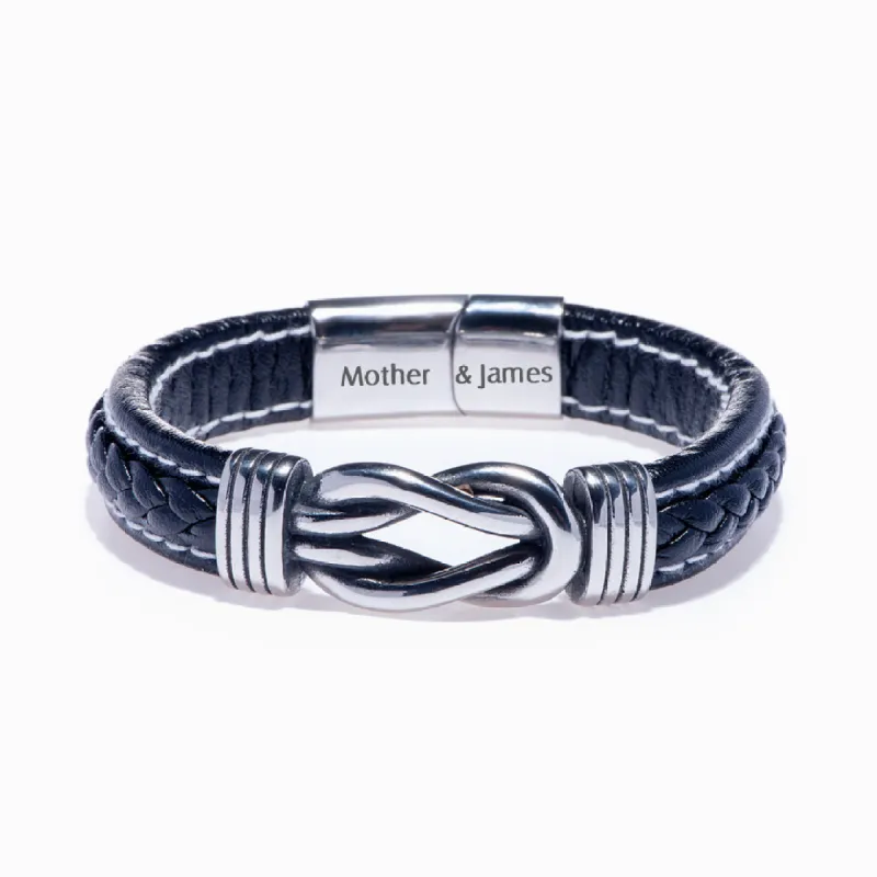 [Custom Name] To My Son "Forever Linked Together" Leather Braided Bracelet sold by SARAH'S WHISPER