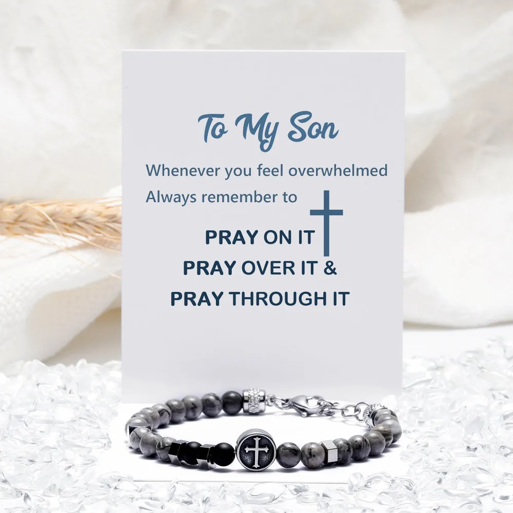 To My Son "Pray" Cross Bracelet sold by SARAH'S WHISPER product image thumbnail 2