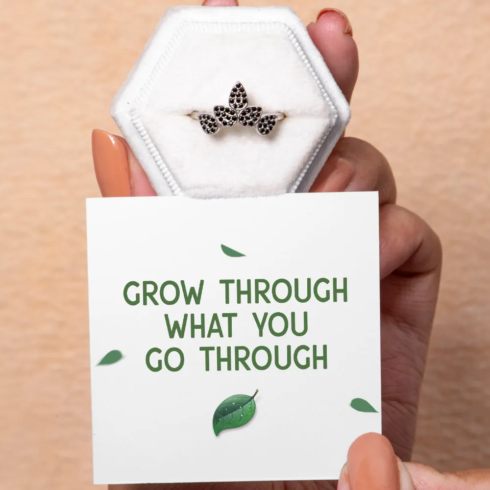 "GROW THROUGH WHAT YOU GO THROUGH" Leaf Ring sold by SARAH'S WHISPER product image thumbnail 2