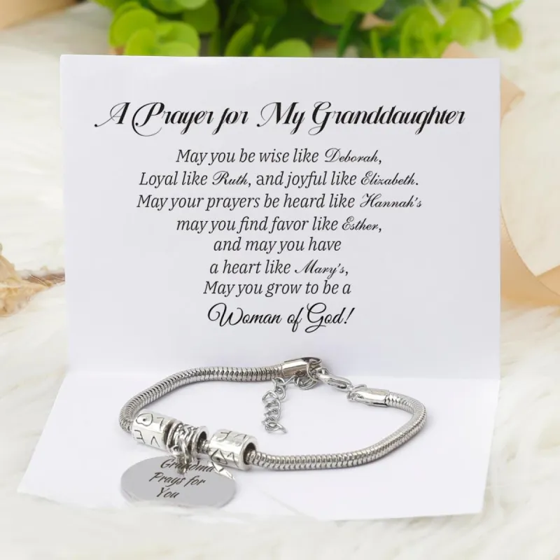 [Custom Name And Optional Address] To My GRANDDAUGHTER "[Grandma] Prays for You" Bracelet [💞 Bracelet +💌 Gift Card + 🎁 Gift Box + 💐 Gift Bouquet] made by SARAH'S WHISPER