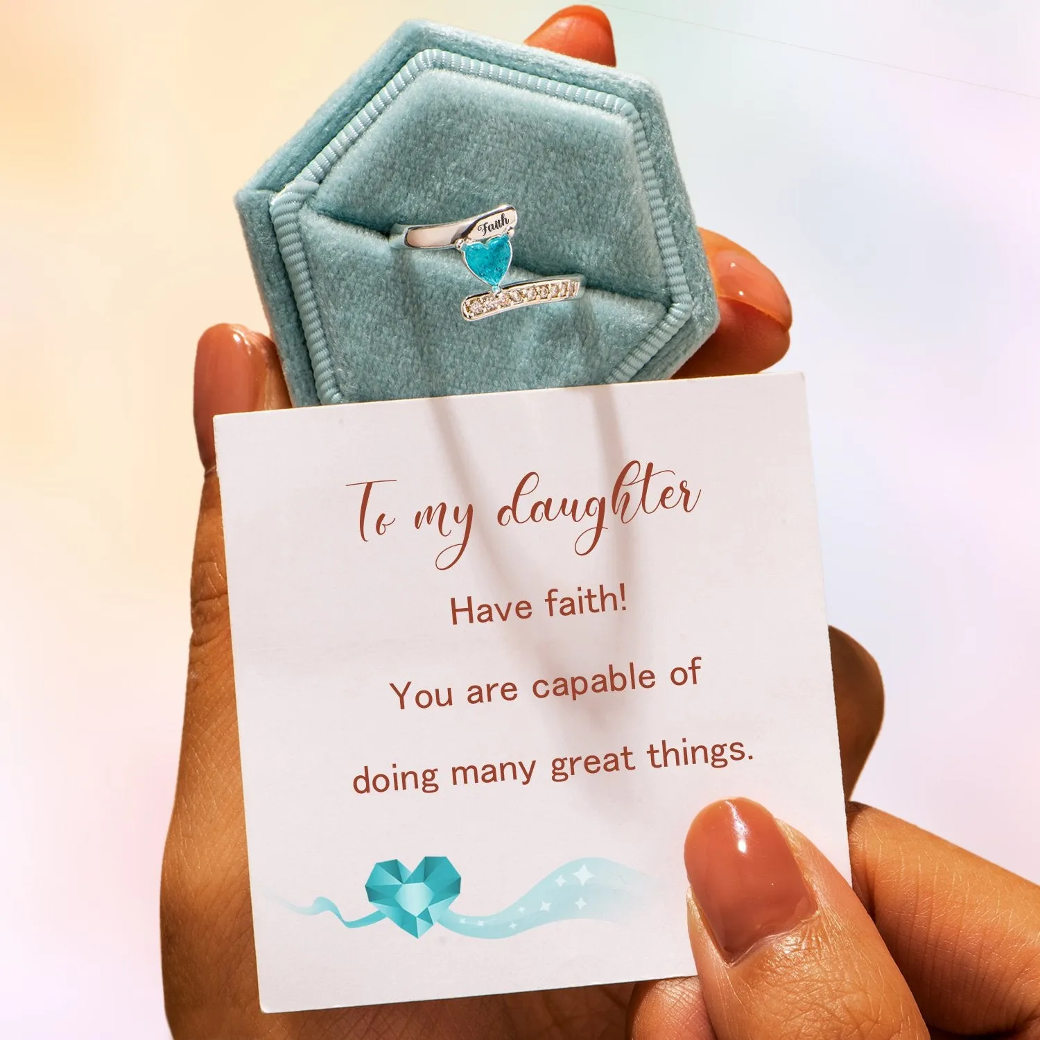 To my daughter "Have faith! You are capable of doing many great things." Ring sold by SARAH'S WHISPER product image thumbnail 2