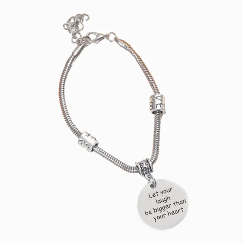 To My Daughter "Let your laugh be bigger than your heart" Bracelet sold by SARAH'S WHISPER