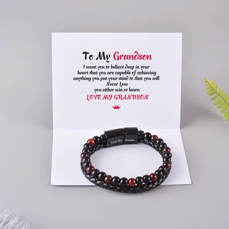 To My Grandson "Love My Grandson" Men's Bracelet sold by SARAH'S WHISPER