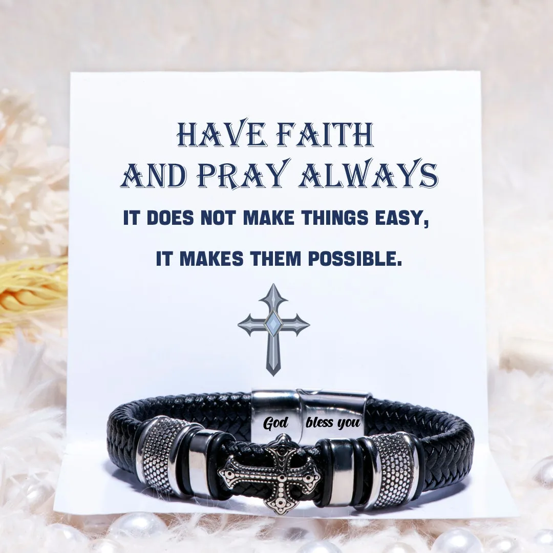 "Have faith and pray always" Cross Bracelet sold by SARAH'S WHISPER product image thumbnail 2