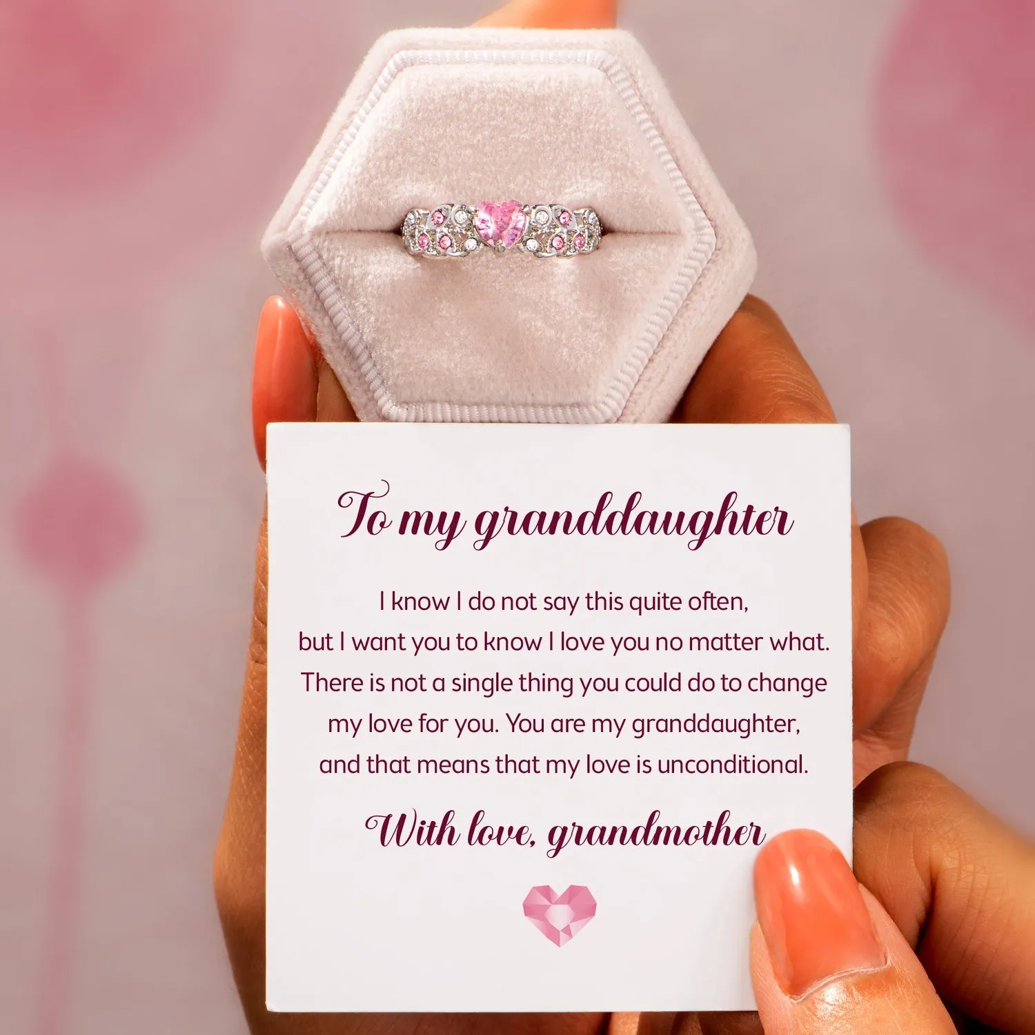 To My Granddaughter "My love is unconditional" Ring sold by SARAH'S WHISPER product image thumbnail 2