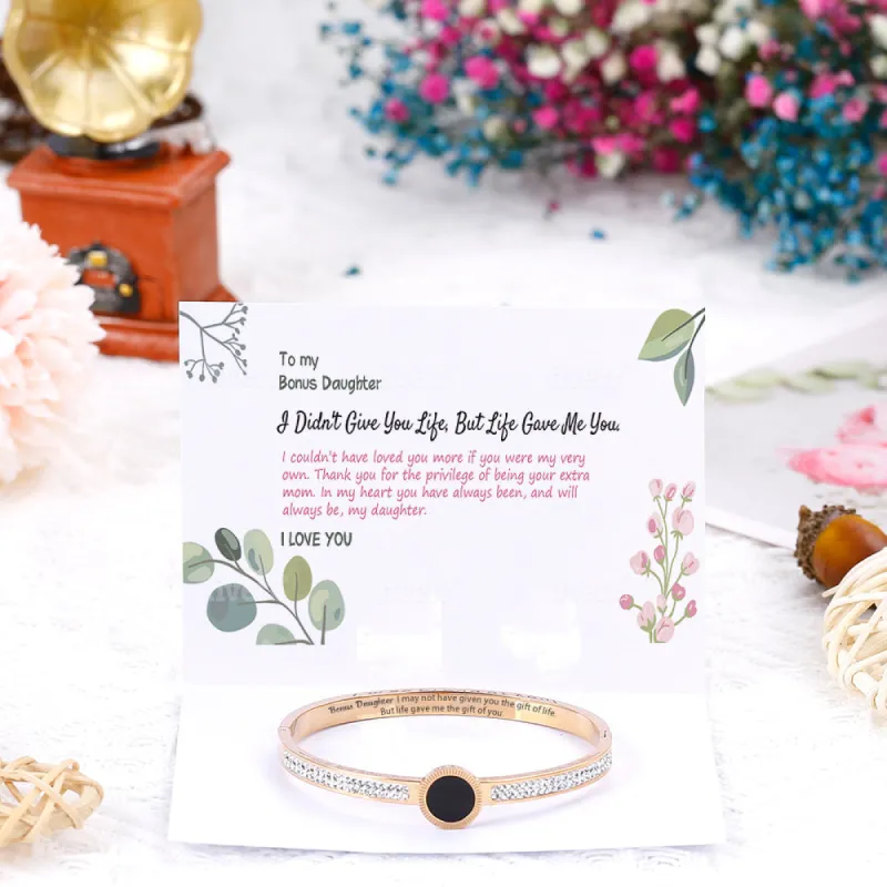 To my Bonus Daughter "BONUS DAUGHTER, I MAY NOT HAVE GIVEN YOU THE GIFT OF LIFE. BUT LIFE GAVE ME THE GIFT OF YOU"BRACELET [💞BRACELET +💌 GIFT CARD + 🎁 GIFT BAG + 💐 GIFT BOUQUET] sold by SARAH'S WHISPER