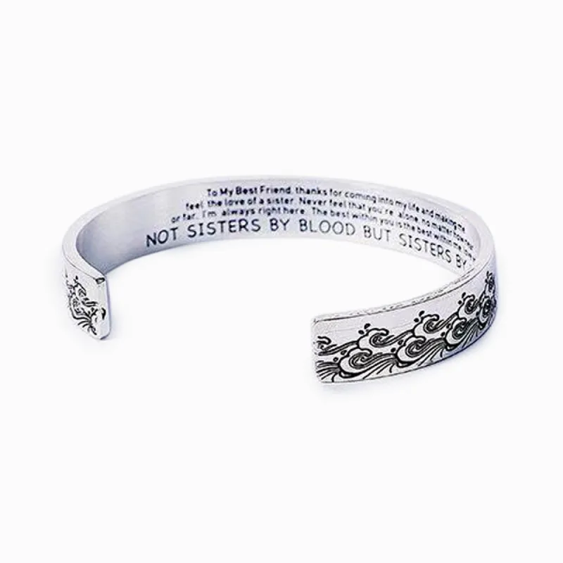 To My Best Friend "not Sisters By Blood But Sisters By Heart" Ocean Wave Bracelet sold by SARAH'S WHISPER