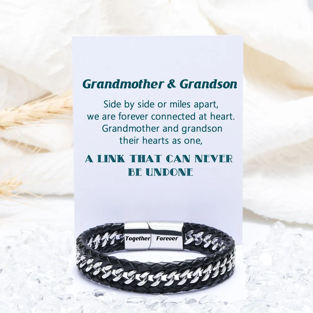 To My Grandson "A link that can never be undone" Men's Bracelet sold by SARAH'S WHISPER product image thumbnail 2