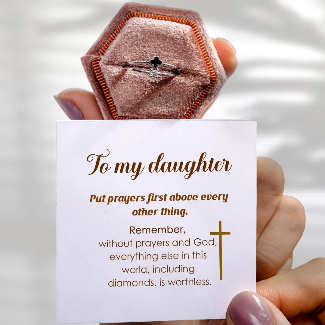 To My Daughter "Put prayers first above every other thing" S925 Sterling Silver Adjustable Ring sold by SARAH'S WHISPER product image thumbnail 2