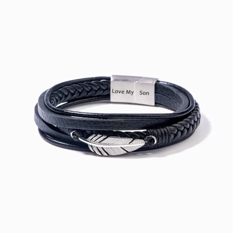 To My Son "Lucky Feather" Feather Bracelet sold by SARAH'S WHISPER