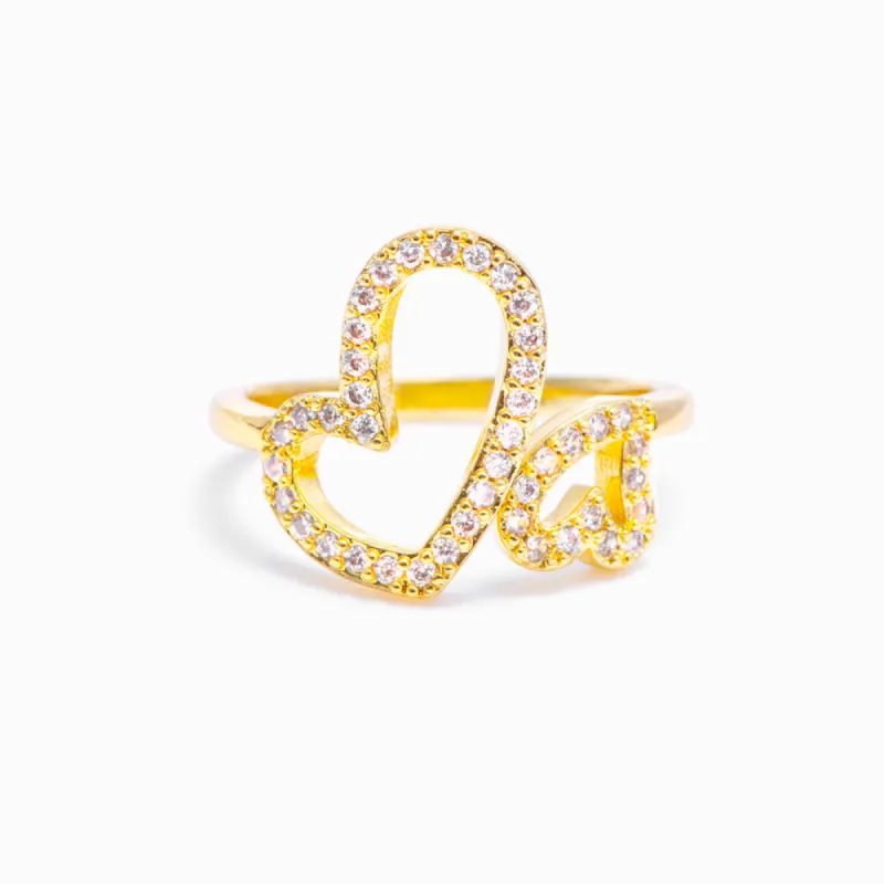 To My Granddaughter "Always in my heart" Double Heart Ring sold by SARAH'S WHISPER