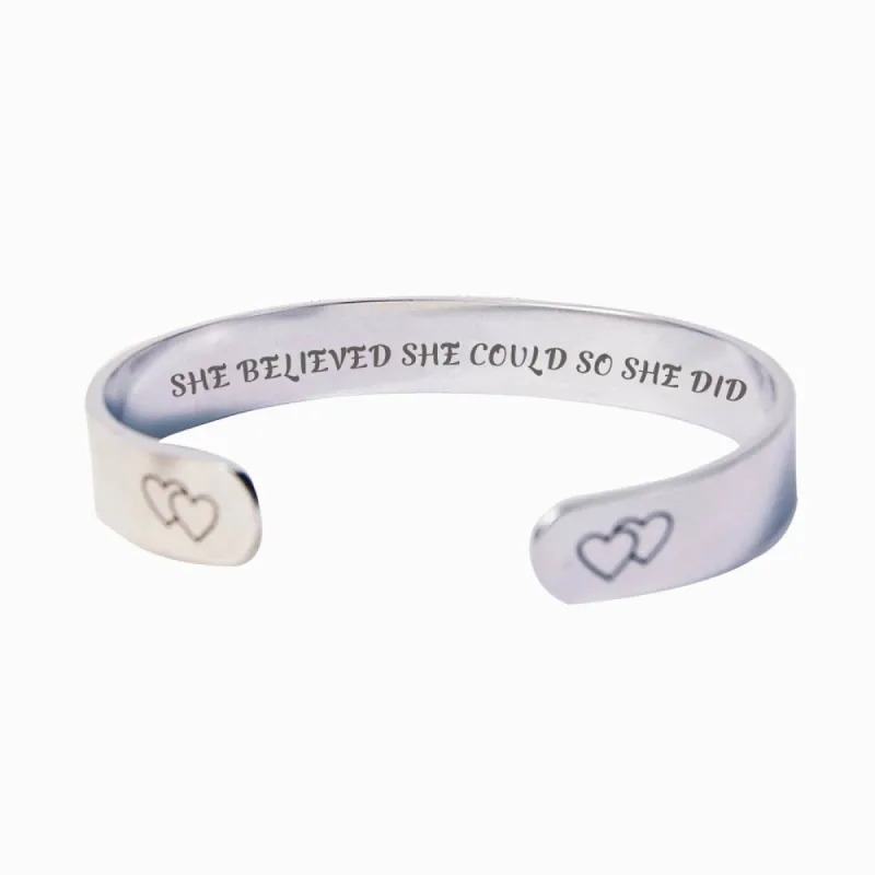 To My Daughter "SHE BELIEVED SHE COULD SO SHE DID" Double Heart Bracelet sold by SARAH'S WHISPER