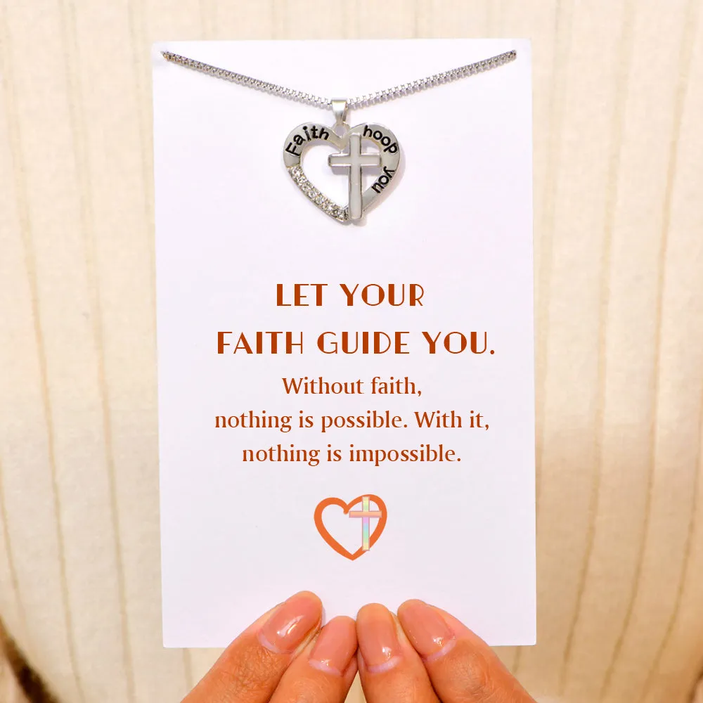 "Faith guide you" Cross Heart Necklace sold by SARAH'S WHISPER product image thumbnail 2