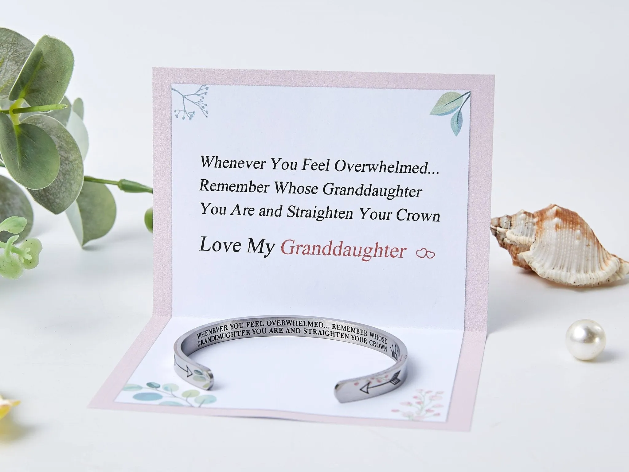 To My Granddaughter "whenever You Feel Overwhelmed... Remember Whose Granddaughter You Are And Straighten Your Crown" Bracelet sold by SARAH'S WHISPER product image thumbnail 2