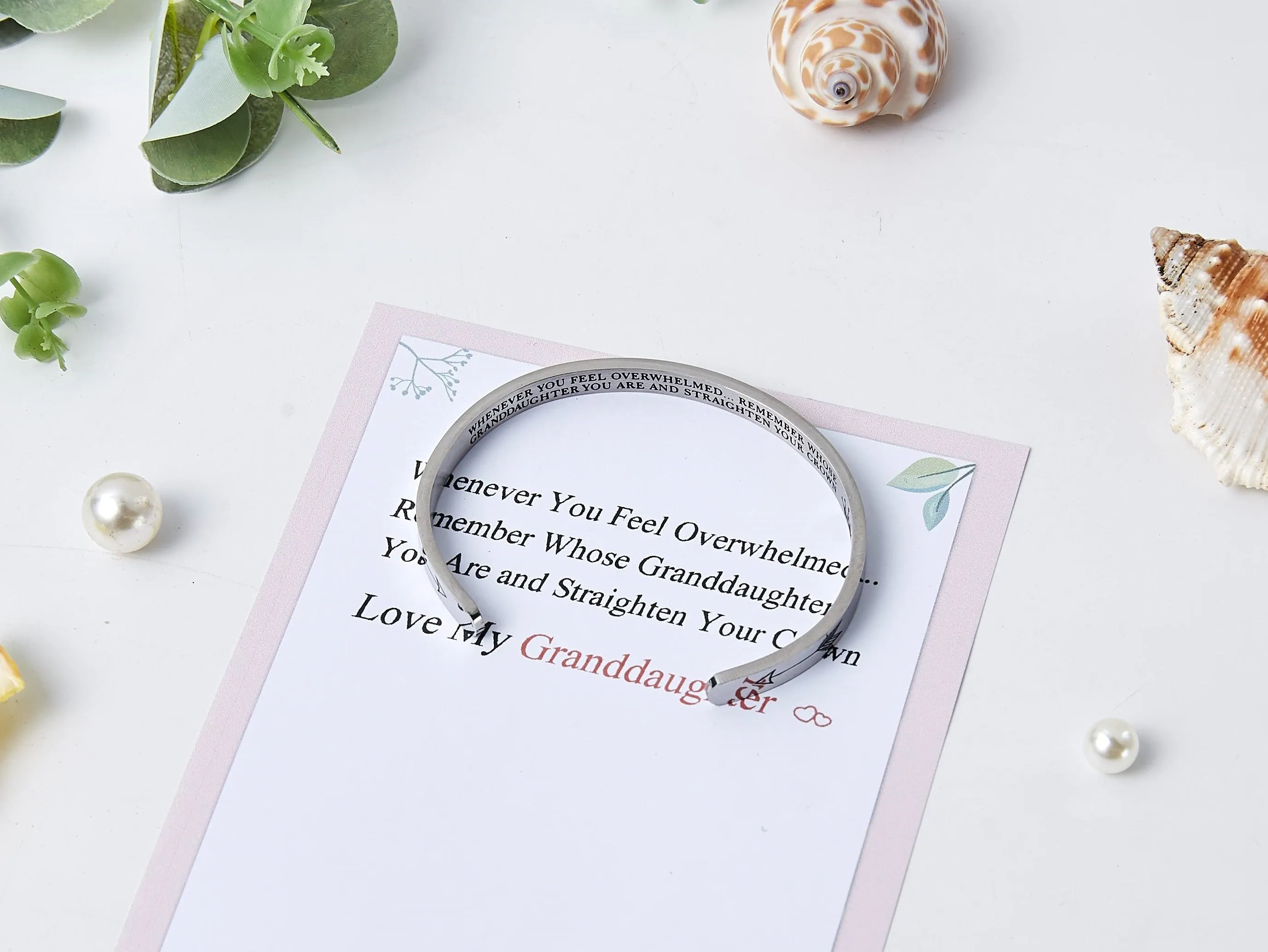 To My Granddaughter "whenever You Feel Overwhelmed... Remember Whose Granddaughter You Are And Straighten Your Crown" Bracelet sold by SARAH'S WHISPER product image thumbnail 5