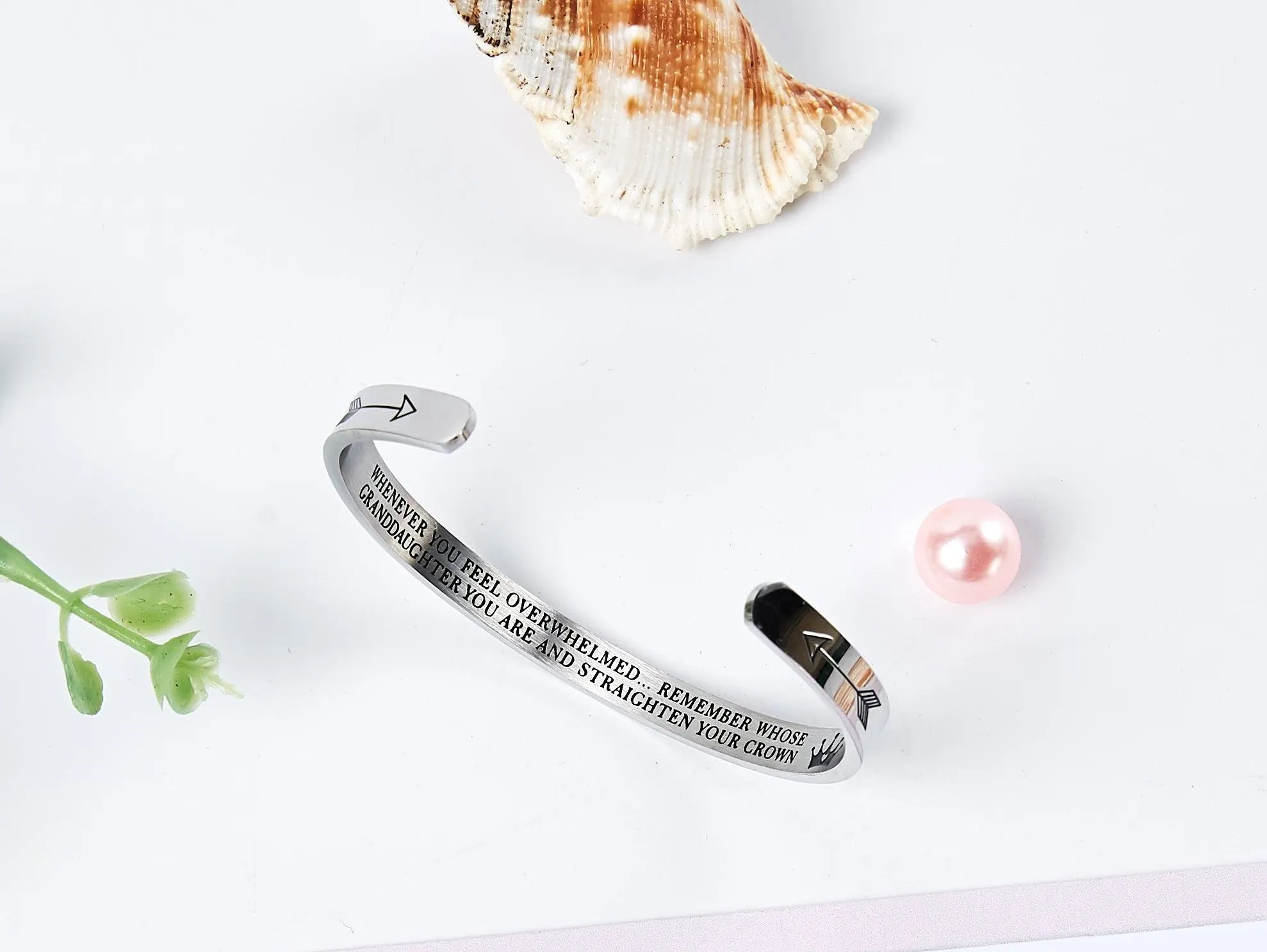 To My Granddaughter "whenever You Feel Overwhelmed... Remember Whose Granddaughter You Are And Straighten Your Crown" Bracelet sold by SARAH'S WHISPER product image thumbnail 4