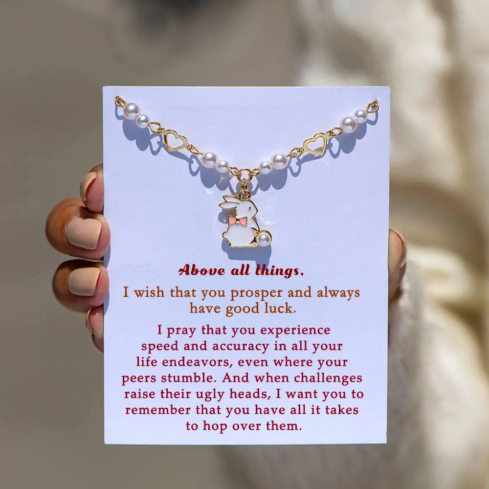 "I pray that you experience speed and accuracy in all your life endeavors." Rabbit Pearl Bracelet sold by SARAH'S WHISPER product image thumbnail 2