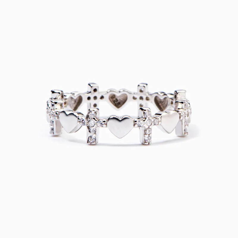 To My Bonus Daughter "You are loved" Cross Heart Ring sold by SARAH'S WHISPER
