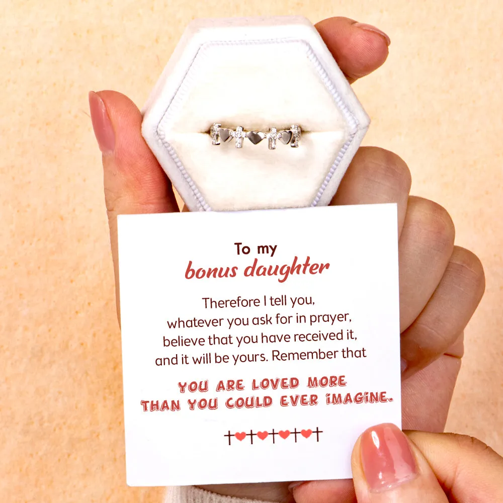 To My Bonus Daughter "You are loved" Cross Heart Ring sold by SARAH'S WHISPER product image thumbnail 2