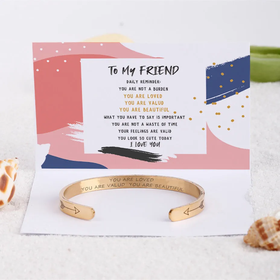 To My Friend "YOU ARE LOVED YOU ARE VALUD YOU ARE BEAUTIFUL" Bracelet sold by SARAH'S WHISPER product image thumbnail 2