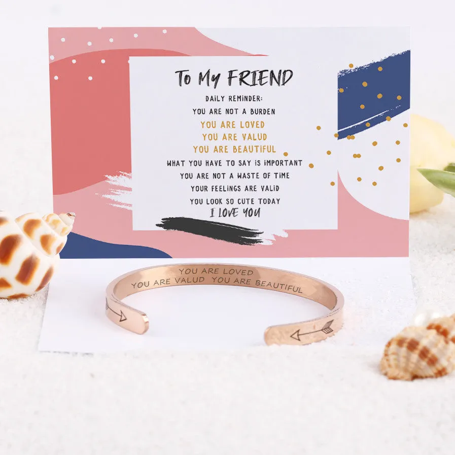 To My Friend "YOU ARE LOVED YOU ARE VALUD YOU ARE BEAUTIFUL" Bracelet sold by SARAH'S WHISPER product image thumbnail 4