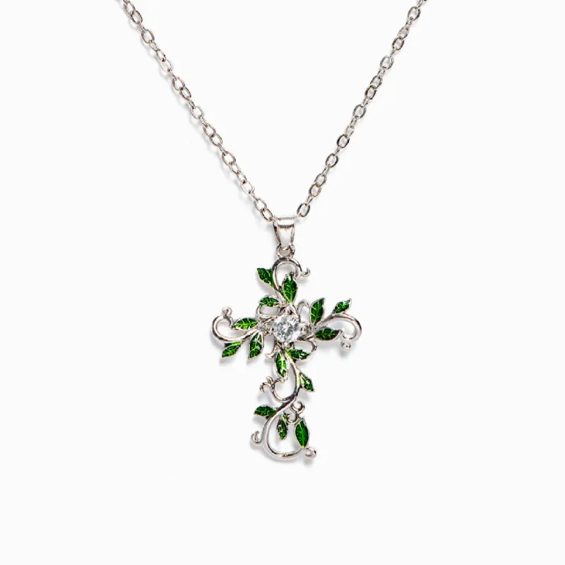 "Be leaf in yourself" Leafy Cross Necklace sold by SARAH'S WHISPER