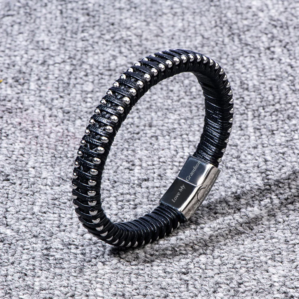 To My Grandson "FOREVER & ALWAYS" Leathjer Braided Bracelet sold by SARAH'S WHISPER product image thumbnail 4