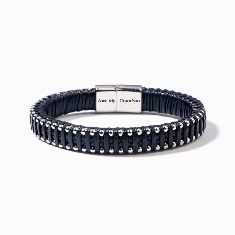 To My Grandson "FOREVER & ALWAYS" Leathjer Braided Bracelet made by SARAH'S WHISPER