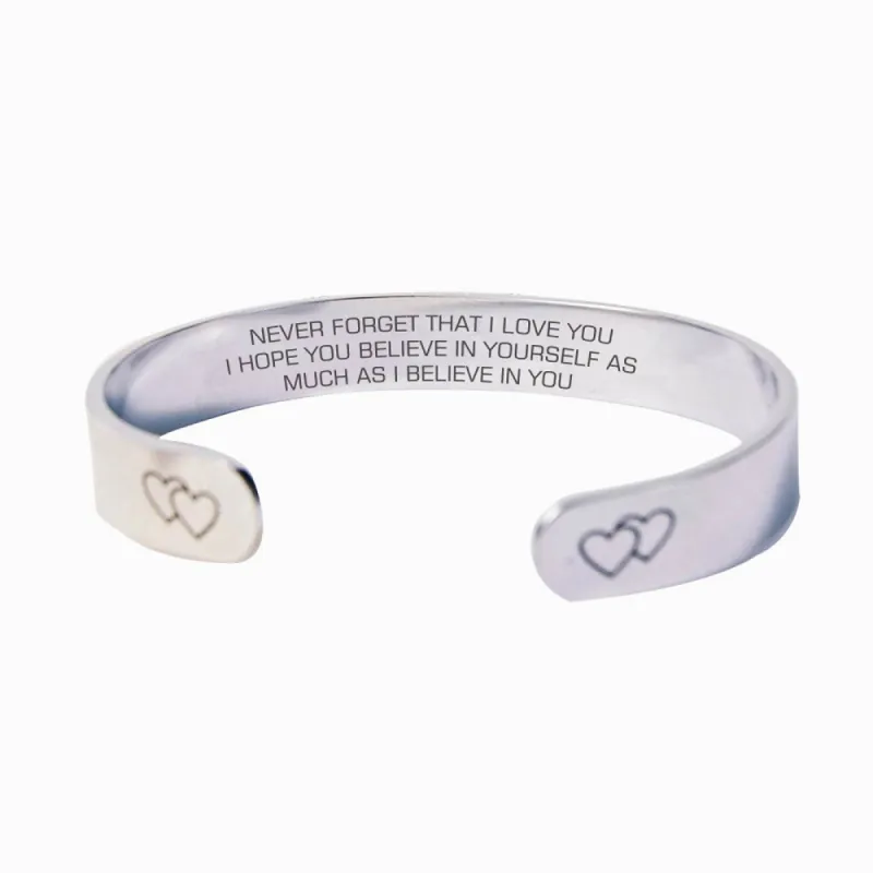 To My Daughter "never Forget That I Love You I Hope You Believe In Yourself As Much As I Believe In You" Double Heart Bracelet sold by SARAH'S WHISPER