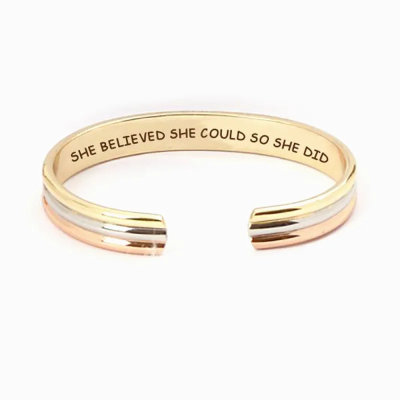 "She Believed She Could So She Did" Bracelet made by SARAH'S WHISPER