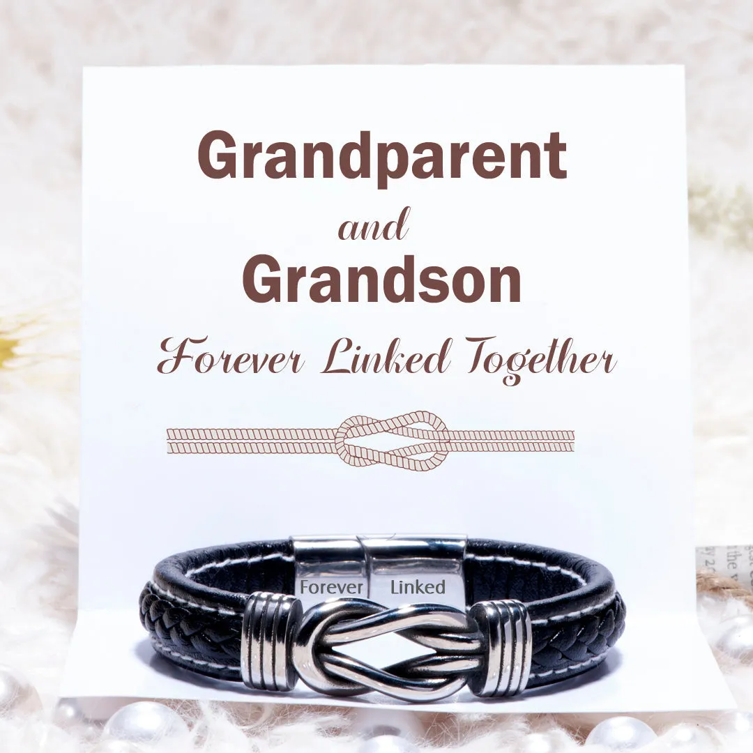 To Our Grandson "Grandparent and Grandson Forever Linked Together" Leather Braided Bracelet sold by SARAH'S WHISPER product image thumbnail 4