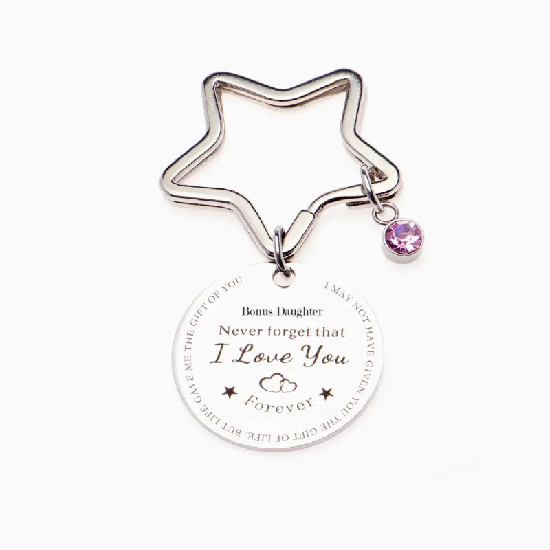 To My Bonus Daughter "Life gave me the gift of you" Star Key Ring sold by SARAH'S WHISPER