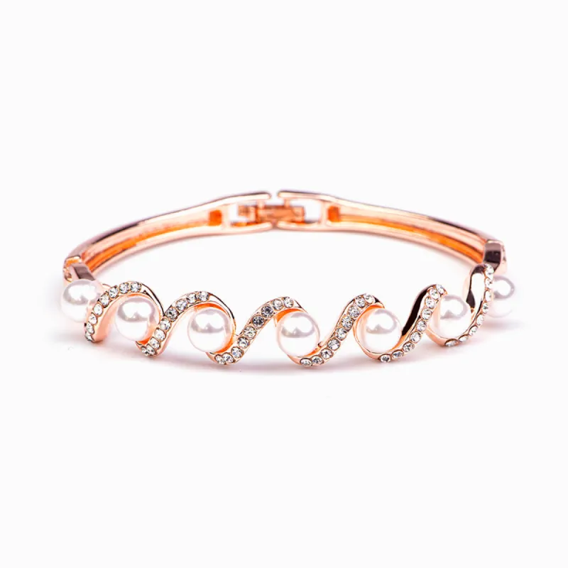 To My Daughter "Stay positive" Wavy Pearl Bracelet sold by SARAH'S WHISPER