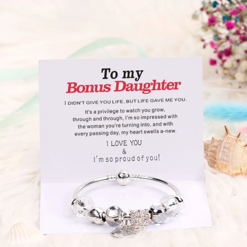 [Custom Name]To my Bonus Daughter "Bonus Daughter I may not have given you the gift of life. But life gave me the gift of you" Bracelet [💞 Bracelet +💌 Gift Card + 🎁 Gift Bag + 💐 Gift Bouquet] sold by SARAH'S WHISPER