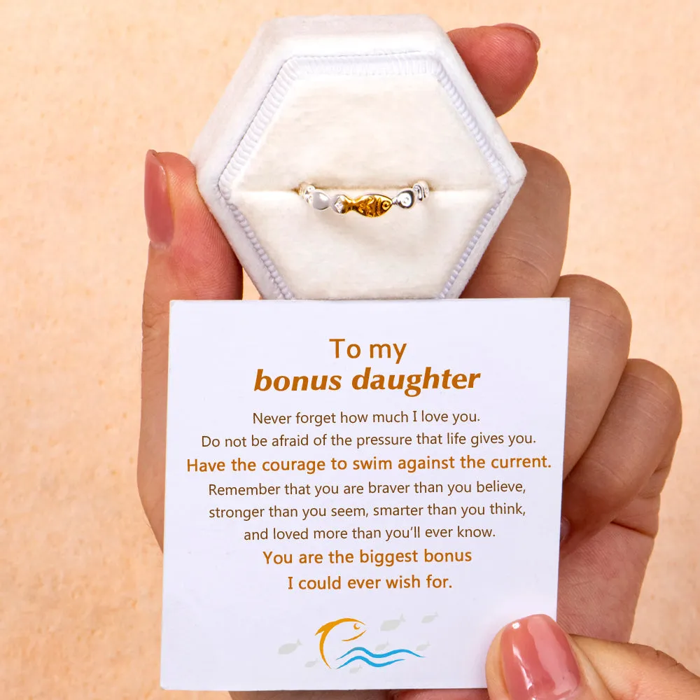 To My Bonus Daughter "Swim against the current" Fish Ring sold by SARAH'S WHISPER product image thumbnail 2