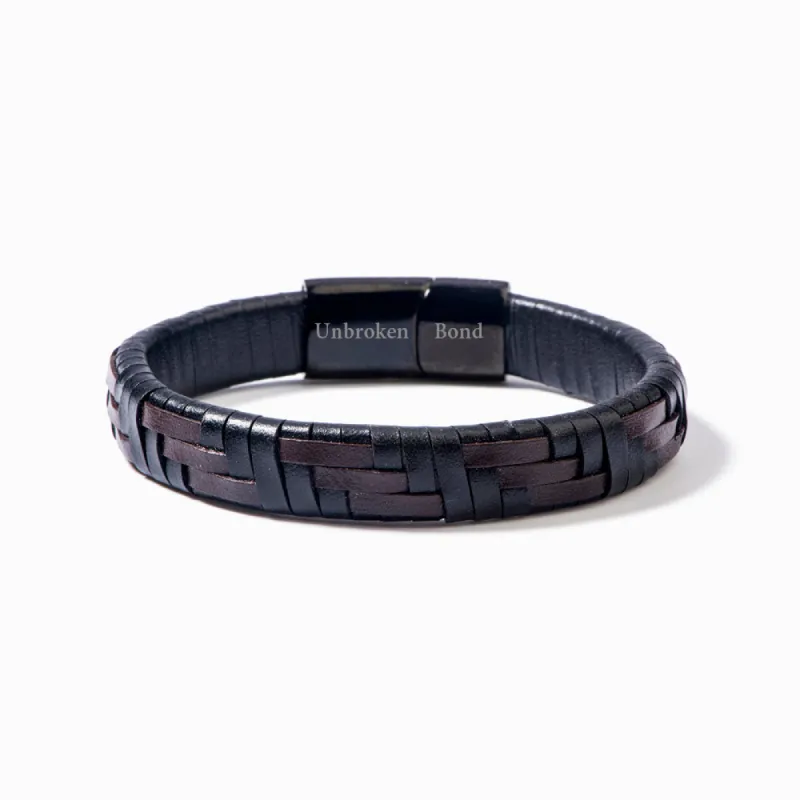 To My Son "A BOND THAT CAN'T BE BROKEN" Leather Braided Bracelet sold by SARAH'S WHISPER