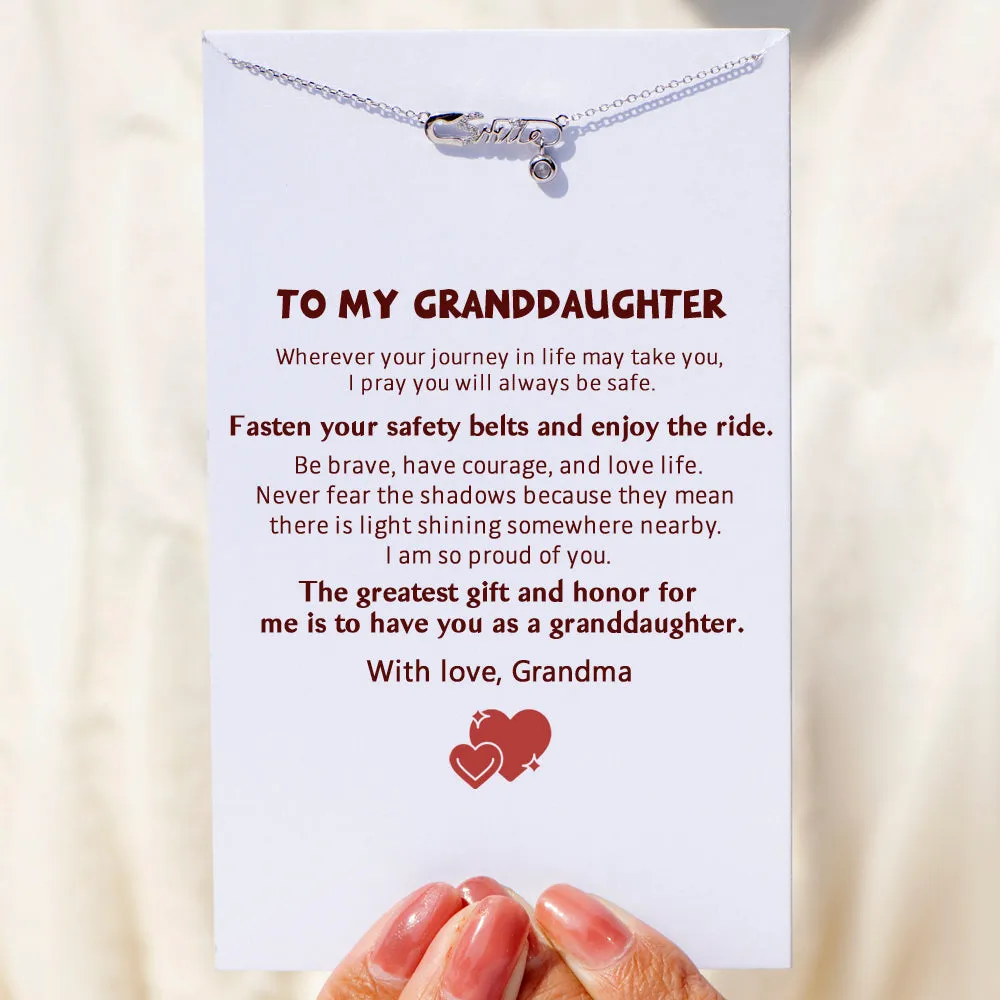 To My Granddaughter "The greatest honor for me is to have you as a granddaughter" Safety Pin Necklace sold by SARAH'S WHISPER product image thumbnail 2
