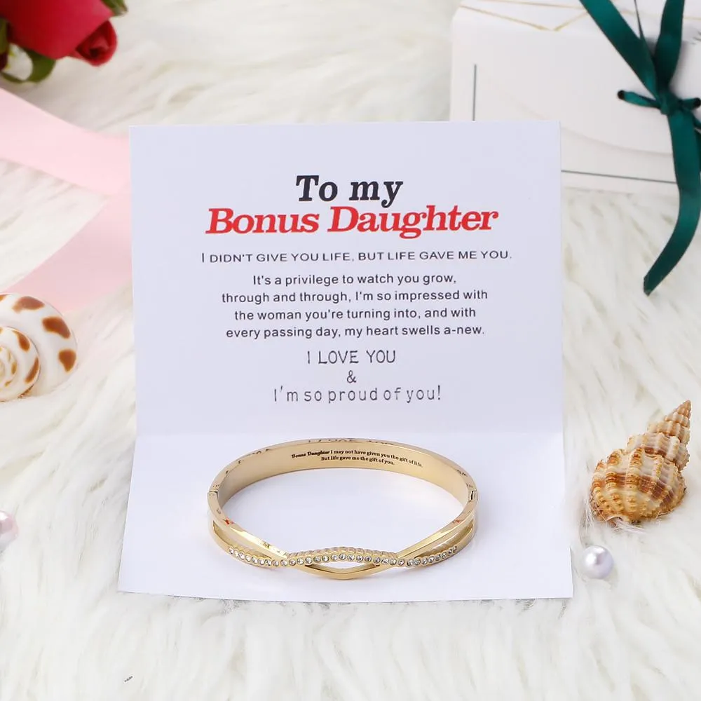 To My Bonus Daughter "BONUS DAUGHTER, I MAY NOT HAVE GIVEN YOU THE GIFT OF LIFE. BUT LIFE GAVE ME THE GIFT OF YOU" Cross Bracelet sold by SARAH'S WHISPER product image thumbnail 3