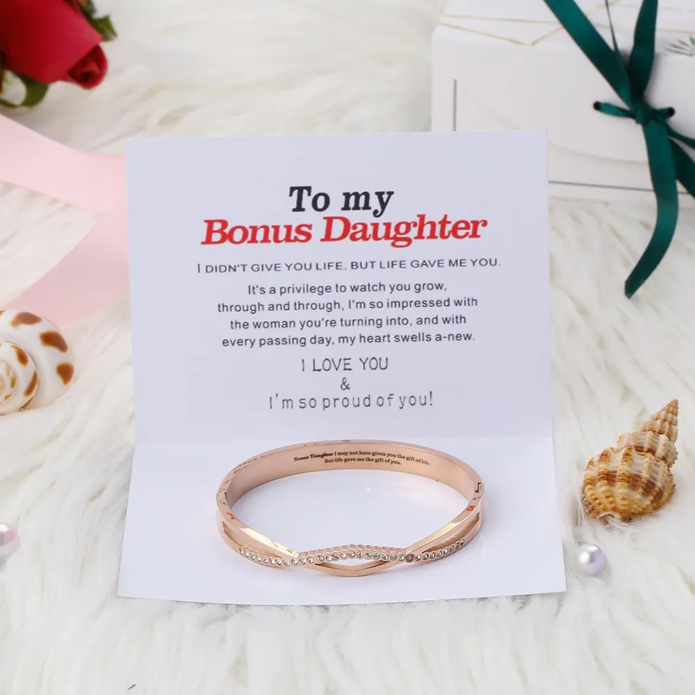 To My Bonus Daughter "BONUS DAUGHTER, I MAY NOT HAVE GIVEN YOU THE GIFT OF LIFE. BUT LIFE GAVE ME THE GIFT OF YOU" Cross Bracelet sold by SARAH'S WHISPER product image thumbnail 2