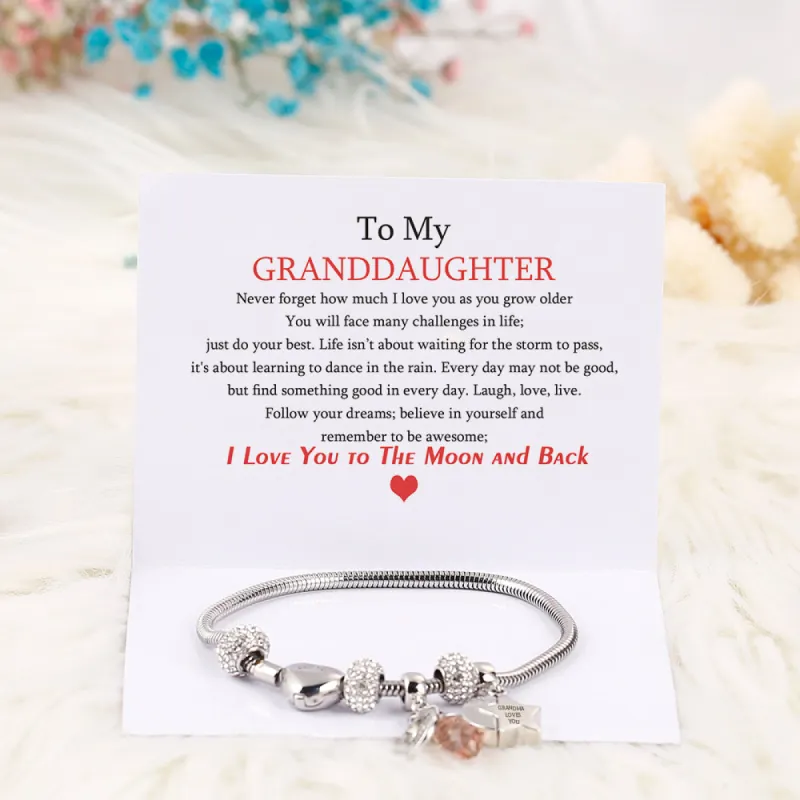 [Optional Address And Custom Name] To My GRANDDAUGHTER"[GRANDMA] LOVES YOU" Bracelet [💞Bracelet +💌 Gift Card + 🎁 Gift Box + 💐 Gift Bouquet] sold by SARAH'S WHISPER