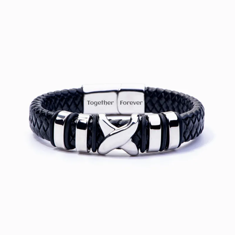 To My Grandson "A BOND THAT CAN'T BE BROKEN" Leather Braided Bracelet sold by SARAH'S WHISPER