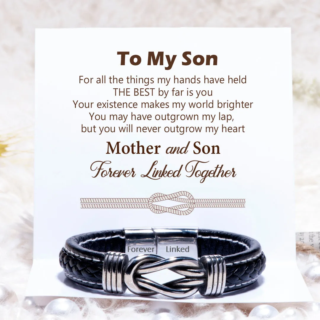To My Son "You will never outgrow my heart" Leather Braided Bracelet sold by SARAH'S WHISPER product image thumbnail 4